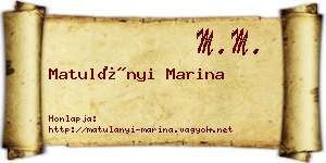 Matulányi Marina névjegykártya